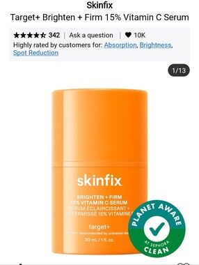 NIB SKINFIX TARGET + BRIGHTEN + FIRM 15% VITAMIN C SERUM